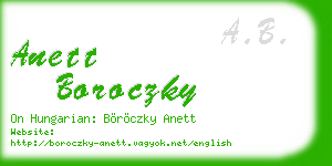 anett boroczky business card